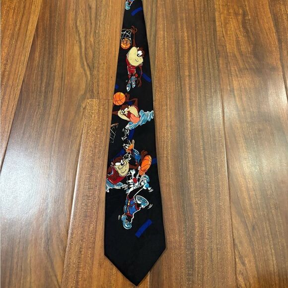 Looney Tunes Mania Vintage Basketball Space Jam 1993 neck tie - Picture 1 of 5